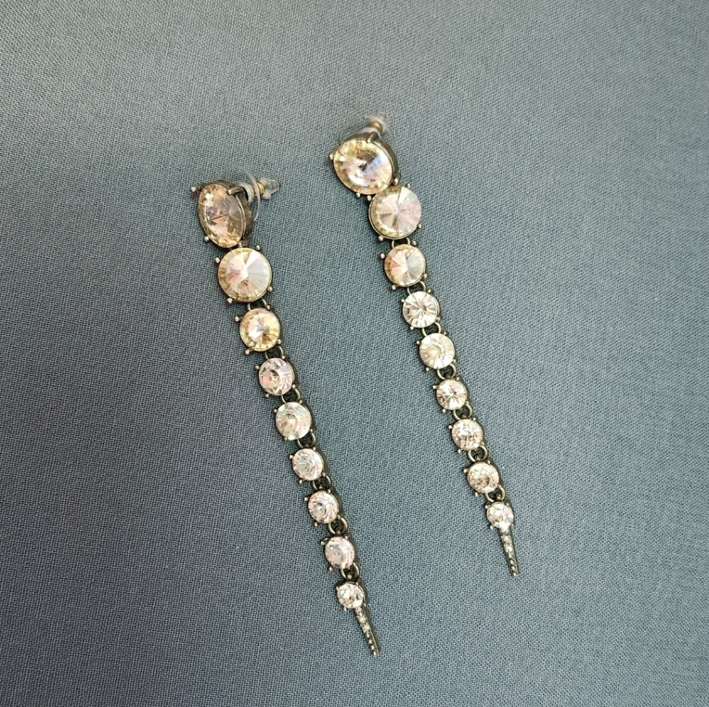 Oscar De La Renta Light Peach Color Gradient Crystal Dangle Earrings